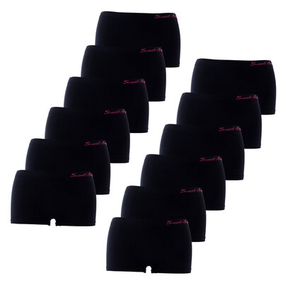 Sweet Angel zwarte naadloze meisjes boxershorts 12-pak